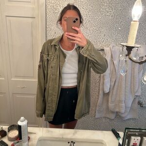 Free People green utility army shirt jacket